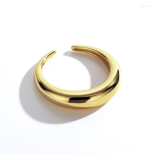 Anillos de racimo Plata de ley 925 real Cuerno de Italia Chapado en oro de 18 quilates Joyería de media luna libre de deslustre para niñas Regalo para ella