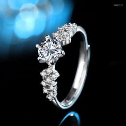 Cluster Ringen Real 925 Sterling Zilver Wit Goud 0.5CT 1CT D Kleur Moissanite Ring Voor Vrouwen Engagement Sieraden Gift