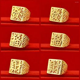 Cluster Rings Real 999 Gold Store met dezelfde modelring grote heren haar zegening rijkdom voor mannen bruiloft fijne sieraden