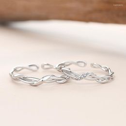 Cluster ringen echt gecertificeerd Sterling 925 Silver Couple for Lovers Men and Women Original Interwoven Mobius sieraden Gift