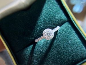 Clusterringen Echte diamant fijne ring 18k witgoud 0,3 fg kleur si ronde gesneden natuurlijke verlovings zijsteen 0.277ctw