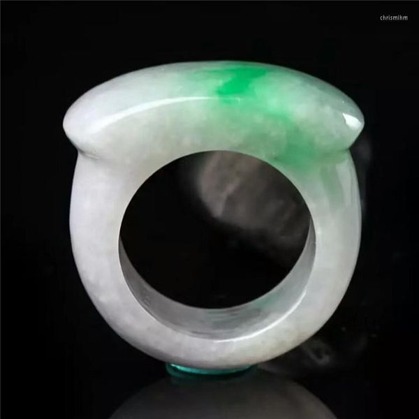 Anillos de racimo Jade verde real 7A Anillo Regalo natural Peculiar Esmeralda Hombres Mujeres Joyería