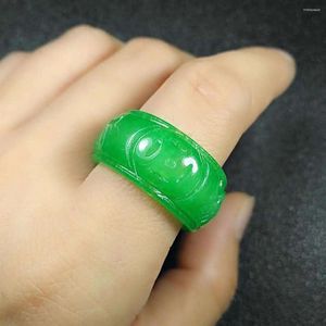 Cluster anneaux Real Green Jade Ring pour hommes et femmes Gift de bijoux jadite exquis à la main pour les femmes