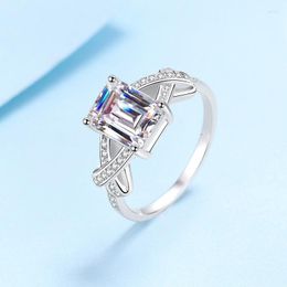 Cluster ringen echt mossaniet 3ct gra pass smaragd gesneden stralende S925 sterling zilveren briljante diamant witgouden platen sieraden