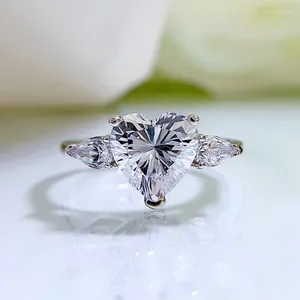 Cluster ringen echt origineel 925 sterling zilver vergelijkbare diamant moissanite ring voor vrouwen verjaardag hart vorm 8x8 mm elegante zirkonia