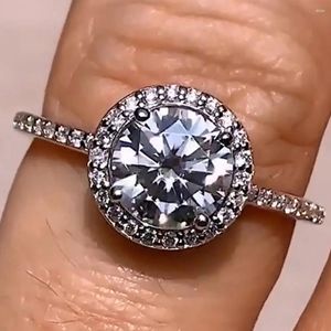 Cluster ringen echte platina PT950 vrouwen bruiloft verjaardag verlovingsring 1 2 3 4 5 ronde Moissanite diamant luxe trendy