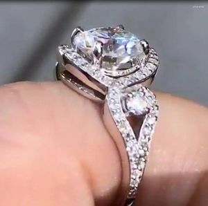 Bagues de cluster Real Platinum PT950 Femmes Mariage Anniversaire Bague de fiançailles 1 2 3 4 5 Round Moissanite Diamond Trendy