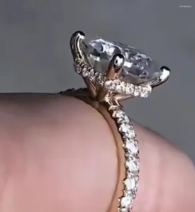 Cluster ringen echte platina PT950 vrouwen bruiloft verjaardag verlovingsring 1 2 3 4 5 Ct kussen Moissanite diamant luxe trendy