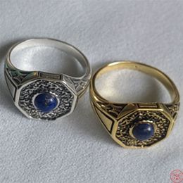 Cluster ringen echte pure S925 zilveren ingelegde lapis lazuli heren en dames ringen film- en televisiedrama The Diaries sieraden 220922