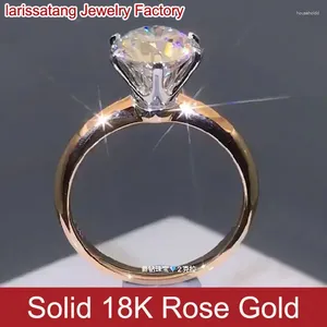 Cluster Ringen Real Solid 18K Au750 Wit Rose Gouden Ring Vrouwen Huwelijksverjaardag Verlovingsfeest Ronde Moissanite Diamant