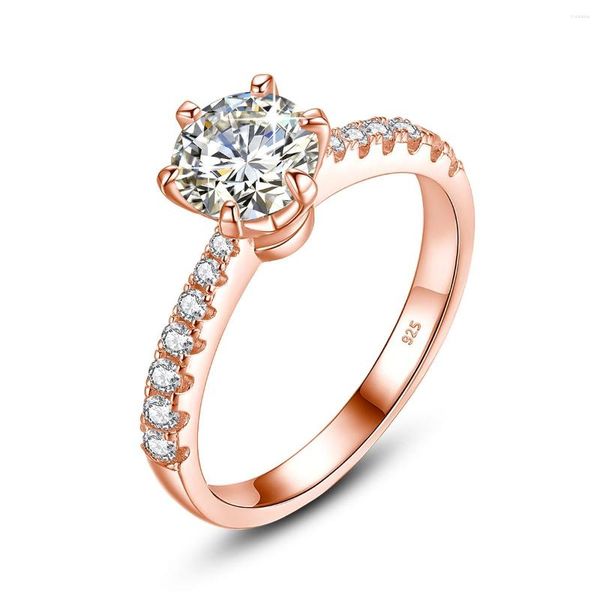 Bagues de cluster Real Sterling Silver 1CT Certifié Moissanite Engagement Lab Diamond Bague pour femmes Promesse de mariage Bijoux de luxe