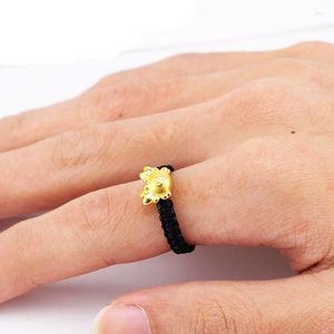 Cluster Rings Really 24K Yellow Gold Ring Women Cute Crab Weave Fashion