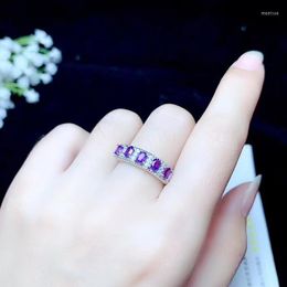 Les anneaux de grappe recommandent une bague en pierre précieuse d'améthyste violette classique avec de l'argent pour les femmes ornement gemme naturelle réel 925 fille souvenir cadeau