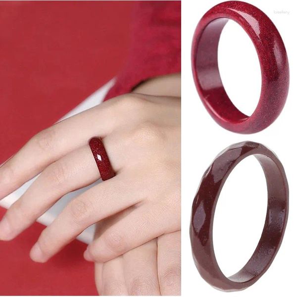 Anillos de clúster Red Cinnabar Feng Shui Atraer la riqueza Protección de dinero Amuleto Buena suerte Joyería Pareja