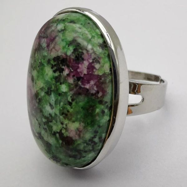 Anillos de racimo Rojo Verde Zoisita Piedra Oval Grano Gema Anillo de dedo Joyería para mujer Tamaño de regalo 8 X131