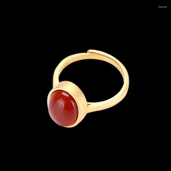 Cluster Rings Red Jade Charms Gifts 925 Silver Bague Réglable Cadeau Real Jewelry Gemstone Amulets Chinese Women Charm Natural Talismans