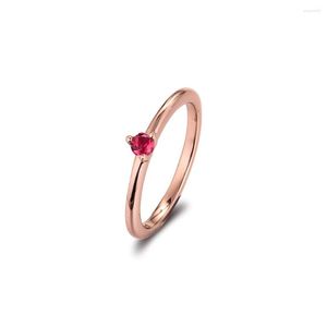 Anelli a grappolo Red Solitaire Rose 925 Sterling-Silver-Gioielli