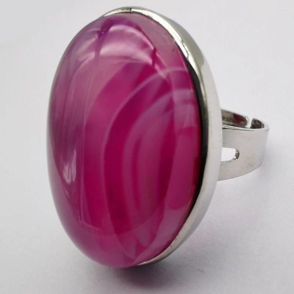 Bagues de cluster Veines rouges Agate Pierre Ovale Perle Gem Bague Bijoux Pour Femme Cadeau Taille 8 x 124