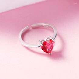 Bagues de cluster Red Zircon Smart Heart Ring Style Soul Bijoux Bon bijoux pour femmes 2023 Cadeau en argent sterling 925 Super Offres