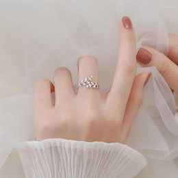 Cluster Ringe REETI 925 Sterling Silber Süße Romantische Zirkon Offenen Zweig Kleine Blatt Einstellbare Ring Für Frauen Koreanische Hochzeit Party schmuck