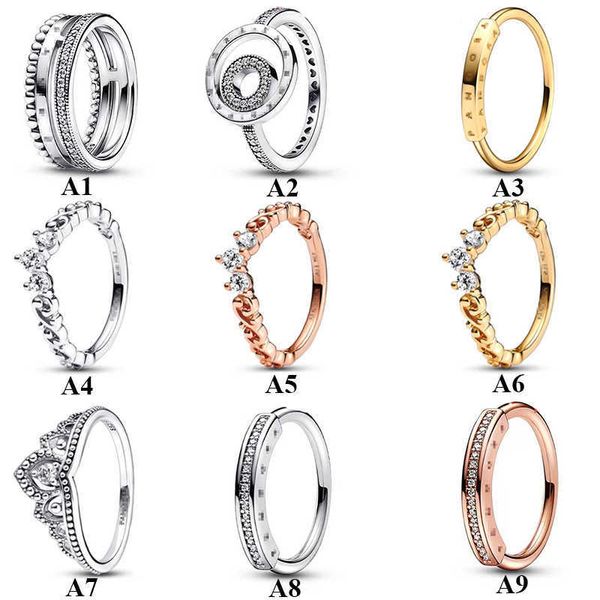 Anillos de racimo Regal Swirl Tiara Ring Real 925 Sterling Silver Regal Beaded Tiara Ring para mujeres de moda Anillos de boda Joyería nupcial G230228