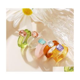 Anneaux de cluster Resin en acrylique Chunky Ring Colorf Rancs de conception de ramines pour les femmes Géométriques bijoux C3 Drop Livraison Dhgic