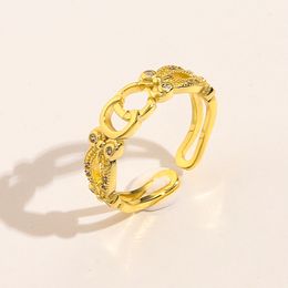 Anelli a grappolo Anelli a fascia placcati in oro 18k retrò Anelli a fascia con lettere in argento per uomo e donna Stilista di marca Lettere Anello con margherita in metallo con cristalli turchesi Openi