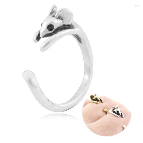 Cluster anneaux rétro mignon mini-souris anneau hommes anel punk animal chiot anillos bague féminin amour couple bijoux pour les femmes girls fête cadeau