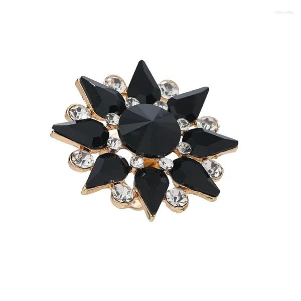 Anillos de racimo Retro Gold Color Negro Cristal Cristal Rhinestone en forma de estrella ajustable para mujeres joyas lindas