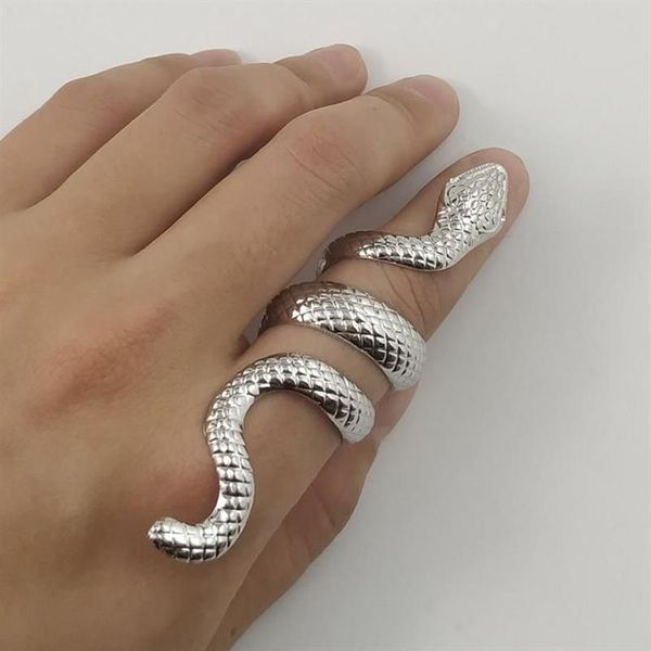 Anillos de racimo serpiente retro para hombres mujeres punk gótico dragón anillo exagerado ajustable gótico fresco chica fiesta regalo hip hop joyería 2209c