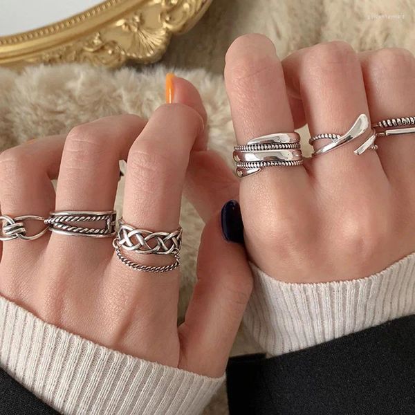 Anillos de racimo estilo retro cruz borla tejido anillo de doble capa para hip hop niña mujer regalo joyería de fiesta hecha a mano