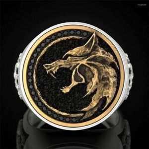 Clusterringen Retro Wizard Hunter Wolf Claw Virgin Warrior Tweekleurige herenring Verjaardag Vakantiecadeau Dominante Partij Sieraden Groothandel