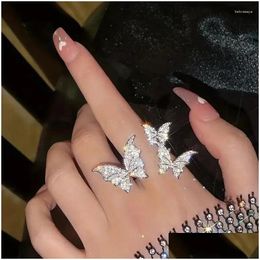 Cluster Rings Rhinestones Crystal Sparkling Butterfly Open Ring Verstelbare vinger feest sieraden Verjaardagscadeaus Drop levering Dhyo66