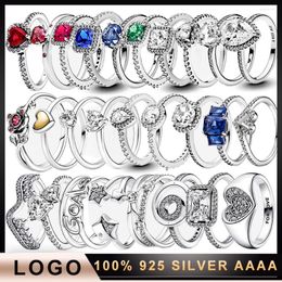 Cluster Rings Ring 3 Real 925 Silver Para Mulheres Logotipo Original Fine Multicolour Cristal Jóias de Alta Qualidade Presente