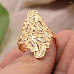 Clusterringen Ring Dubai 7-8 voor vrouwen/meisje goudkleur Arabische folk-custom metalen sieraden Midden-Oosterse Bijoux Africains