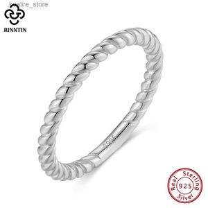 Clusterringen Rinntin 925 sterling zilver gedraaide gevlochten ringen voor vrouwen sierlijk minimalisme stapelen kleine bandringen eenvoudige sieraden APR24 L240315