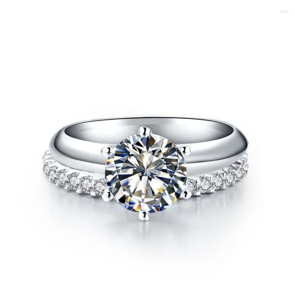 Bagues de Grappe Ensemble Romantique Autorisé 2Ct 8mm D Couleur Moissanite Diamant Platine 950 Pour Femme