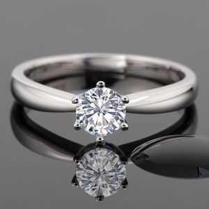 Cluster ringen romantisch 1 6,5 mm D kleur diamant verlovingsring voor vrouwen super au750 18k witgoud vrouwelijke bruidsjuwelen