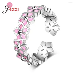 Clusterringen Romantische bloem roze kersenbloemblaadjes Open ring Eenvoudige mode-sieraden Verjaardagscadeaus Vinger voor vrouwen Vrouw