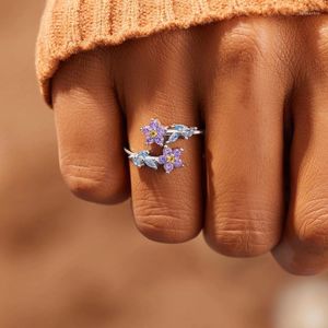 Anillos de racimo romántico dejar flor anillo abierto para las mujeres declaración estilo coreano joyería geoemtric ajustable dedo anillos de mujeres