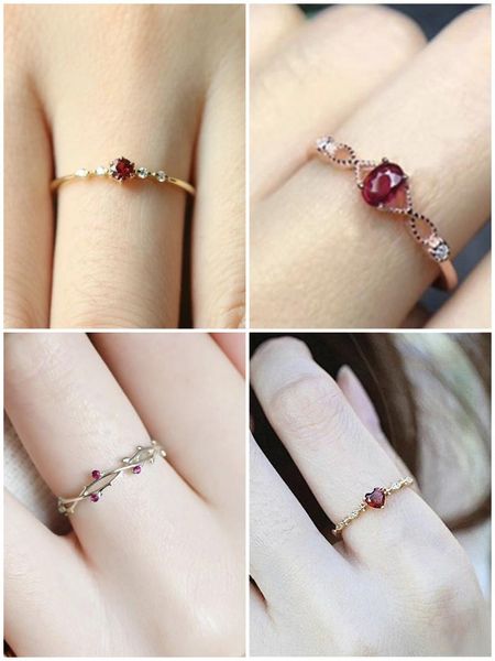 Anillos de racimo Piedra romántica para mujeres Circón rojo Corazón fino Anillo de mujer Accesorios de joyería para fiesta de boda coreana al por mayor