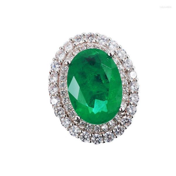 Bagues de grappe mariage romantique ovale Vintage Euro Style bague de fiançailles avec des bijoux en pierre bleu vert vif