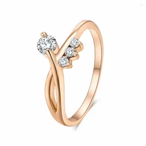 Bagues de cluster Rose Fleurs Doigt En Acier Inoxydable Pour Femmes Mariage Cristal Bague Moyenne Bijoux De Mode En Gros Goutte