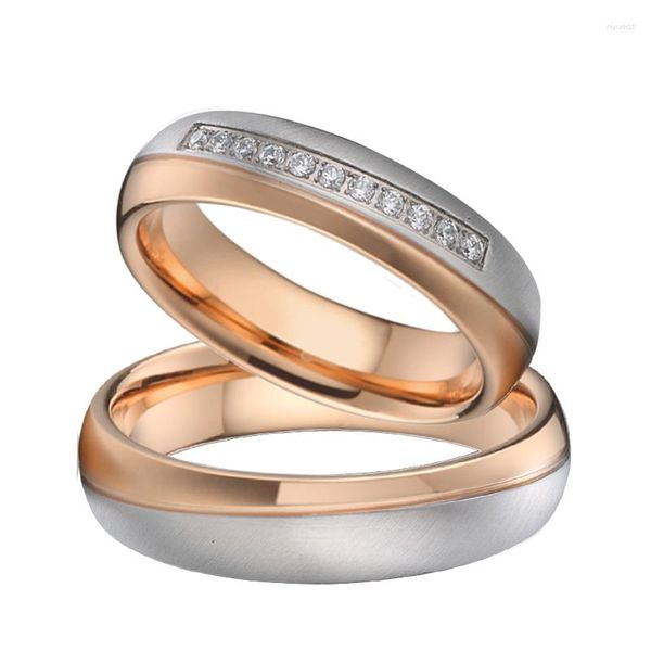 Anillos de racimo Boda de oro rosa y plata para mujeres Hombres Parejas Amor Alianza Aniversario Matrimonio Promesa Anillo con circonita cúbica