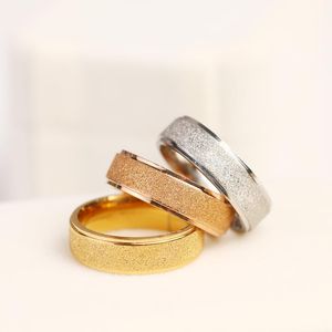 Cluster Rings Rose Gold Color Frosted Finger Ring For Woman Man Wedding Jewelry 316L Steel Top Quality Never FadeCluster