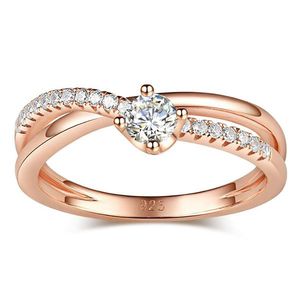 Clusterringen Rose Gold vergulde moissanietring 0.3CTW Engagement Test Positieve band Diamant bruiloft sieraden voor Bridecluster ClusterClusterC