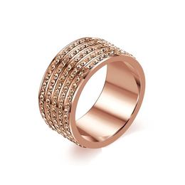 Cluster Ringen Rose Goldcolor Rvs Sieraden Kristal Bruiloft Voor Vrouwen Drop Levering Ring Dhis7