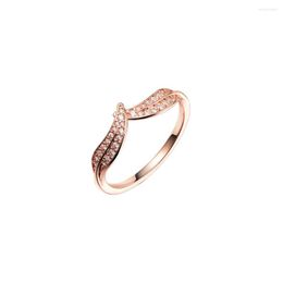 Clusterringen Rose sprankelende bladeren Ring Authentieke 925 Sterling Silver Jewelry voor vrouw maken