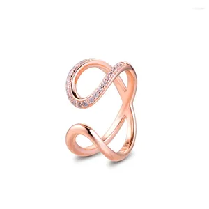 Cluster Ringen Rose Verpakt Open Infinity Ring 925 Sterling Zilveren Bruiloft Voor Vrouwen Sieraden Anillos Mujer