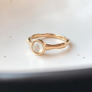 Cluster ringen ronde eierballen zaad chalcedoon bamboe ring opening verstelbare eenvoudige frisse en elegante dames zilveren sieraden